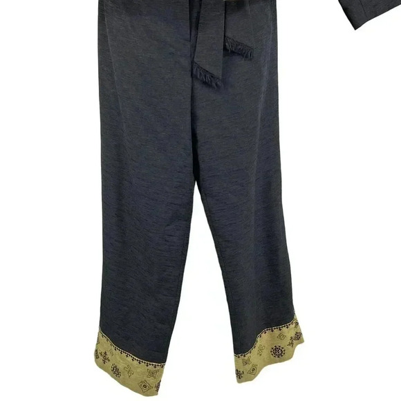 Due per Due Women 10 Bohemian 3 Piece Set 100% Silk Black Gold Embroidered Lined - Picture 12 of 16